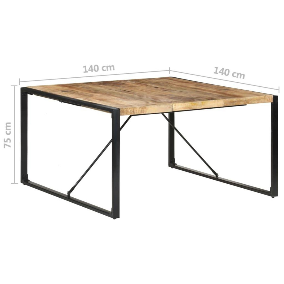 VIDAXL Table a manger 140x140x75 cm Bois de manguier brut