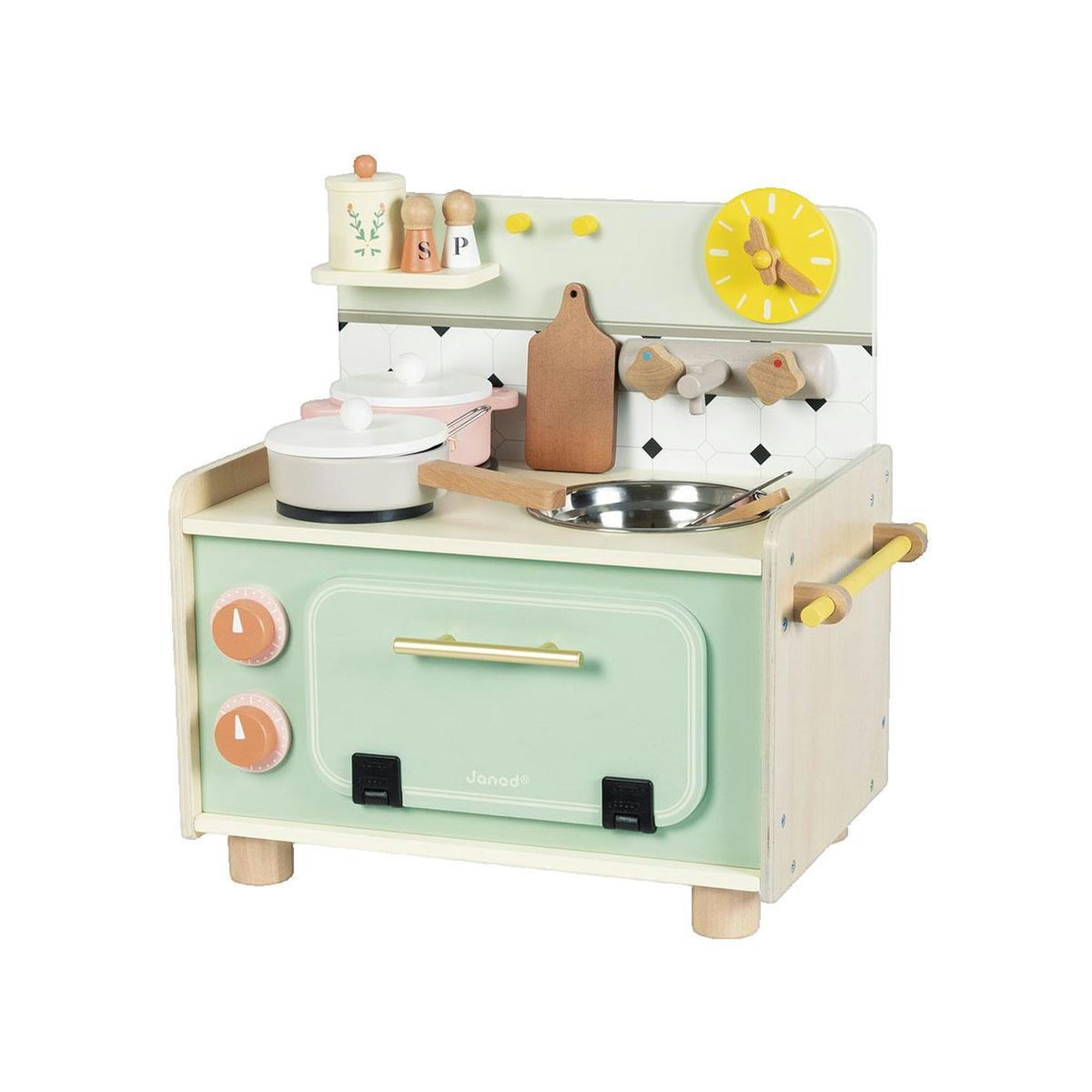 Voir la diapositive 3 : JANOD Jeu de cuisine Janod Cuisine rétro en bois pastel