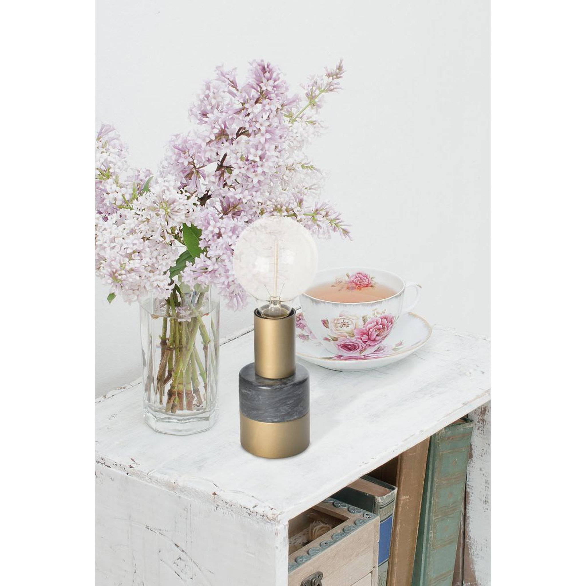 Voir la diapositive 2 : Paris Prix Lampe à poser en marbre  lalande  14cm noir