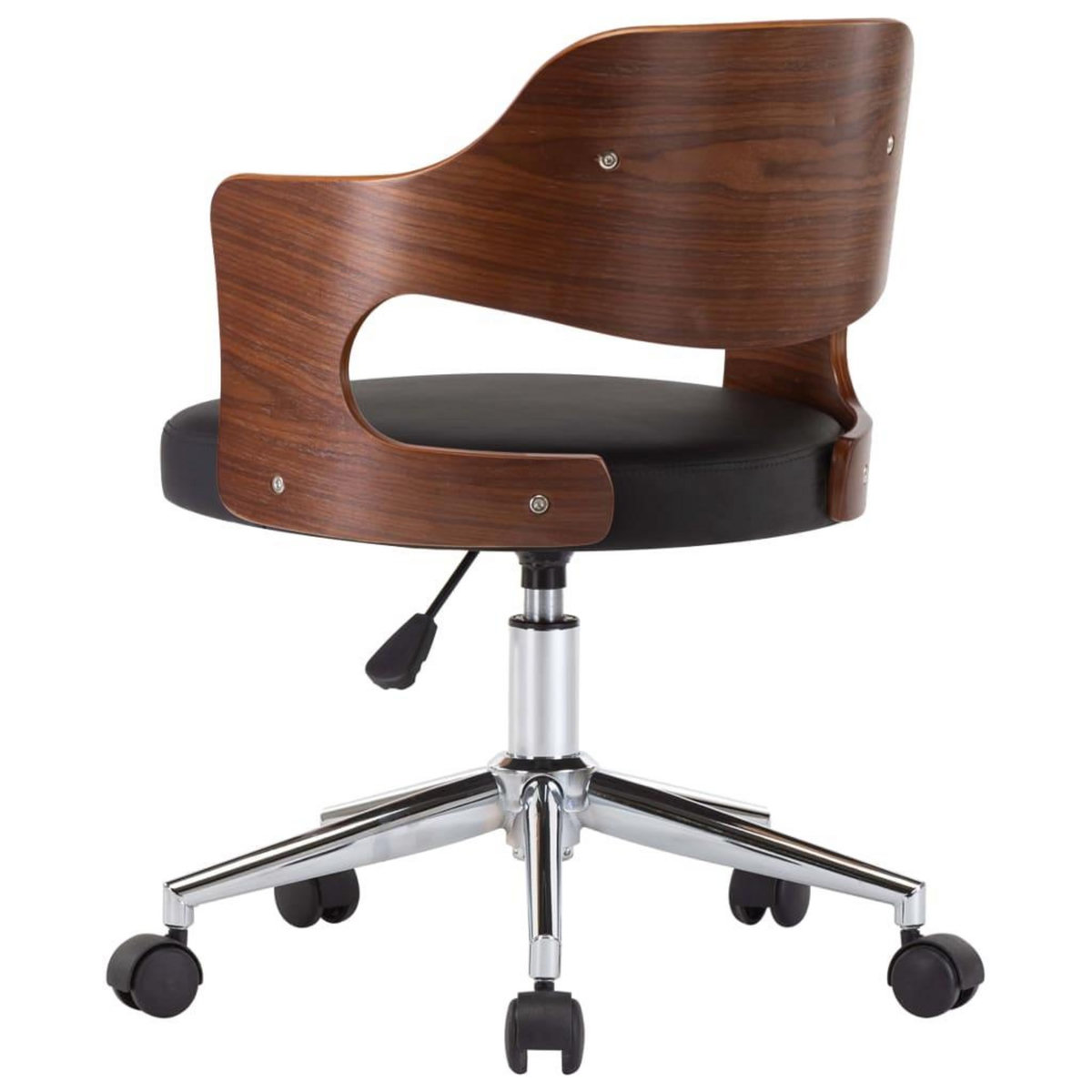 VIDAXL Chaise pivotante de bureau Noir Bois courbe et similicuir