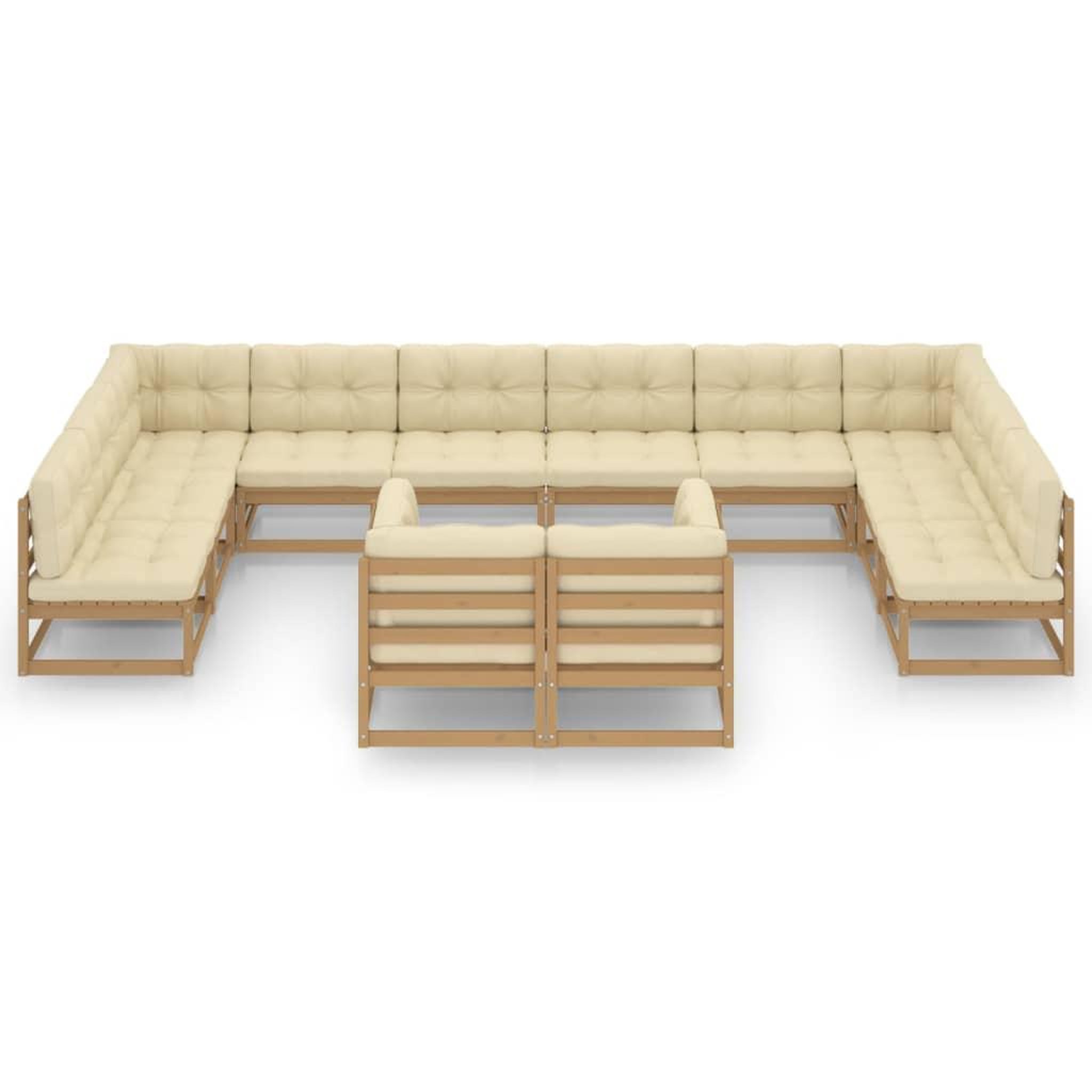 Voir la diapositive 3 : VIDAXL Salon de jardin 12 pcs avec coussins marron miel bois de pin