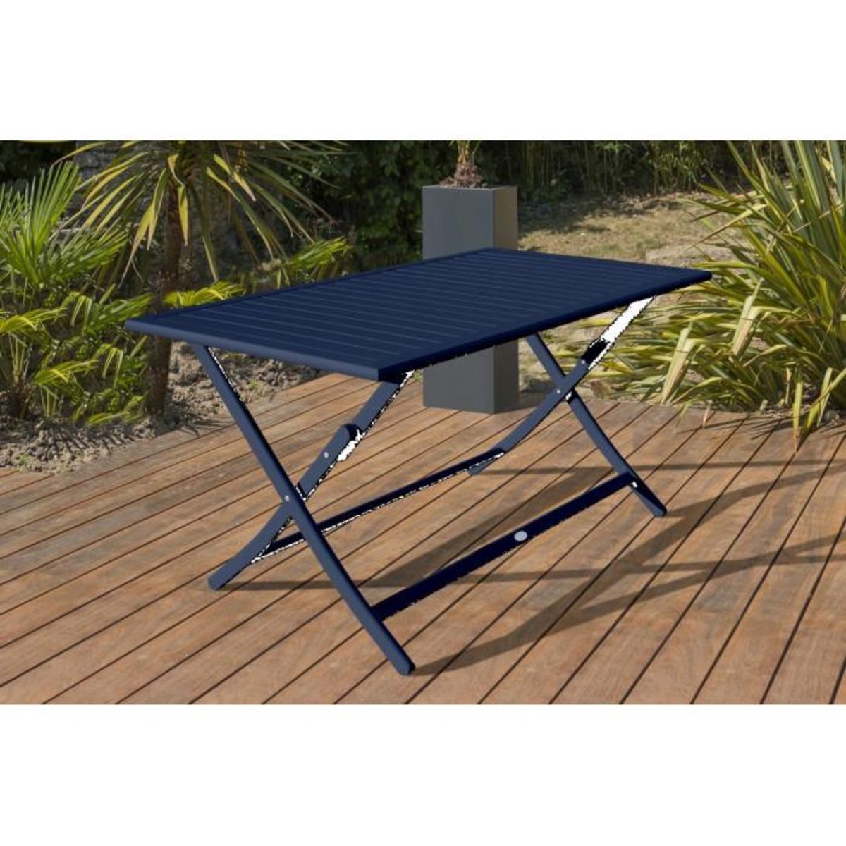 Paris Prix Table de Jardin Pliante & 4 Chaises  Marius  140cm Bleu Marine