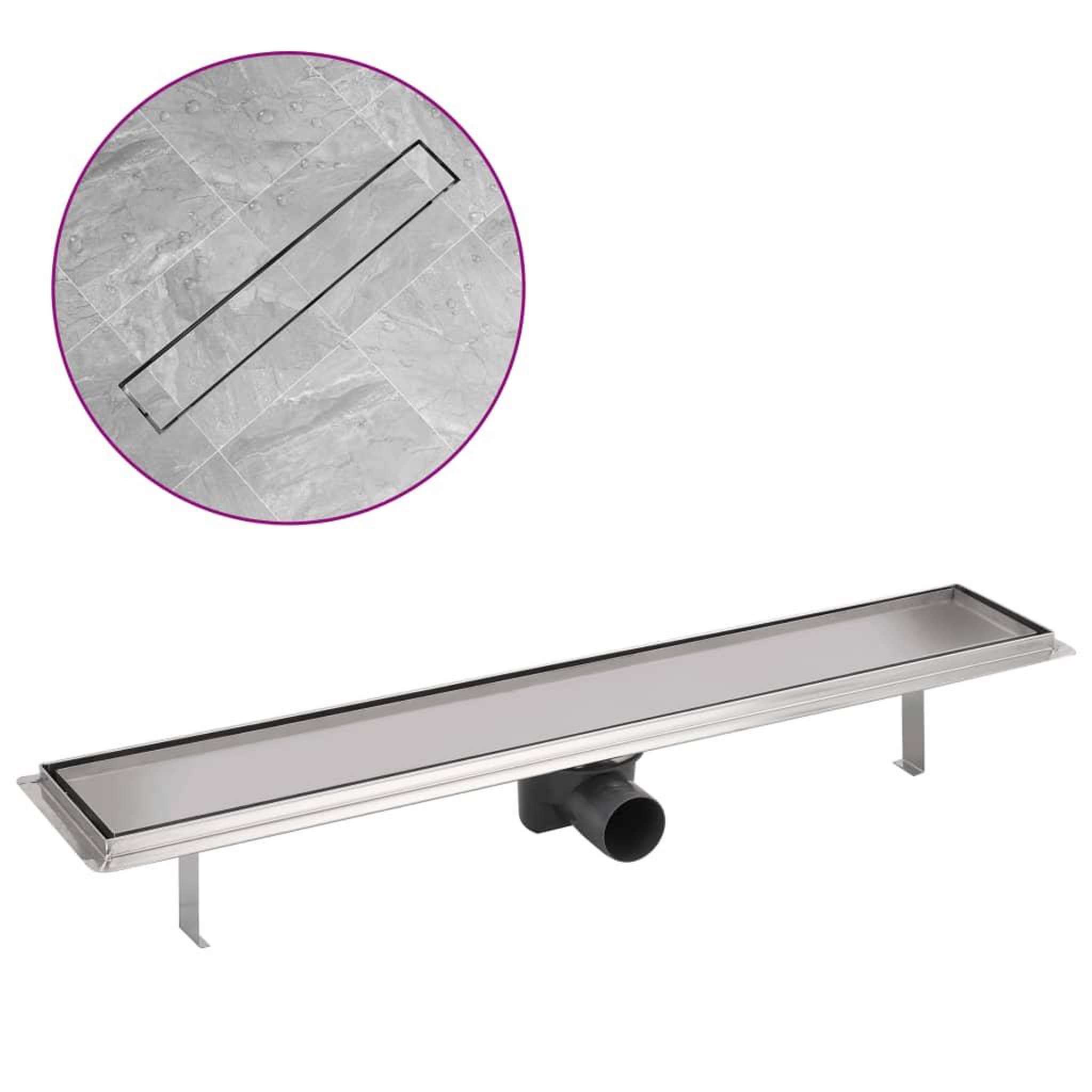 Voir la diapositive 2 : VIDAXL Drain de douche lineaire 730 x 140 mm Acier inoxydable