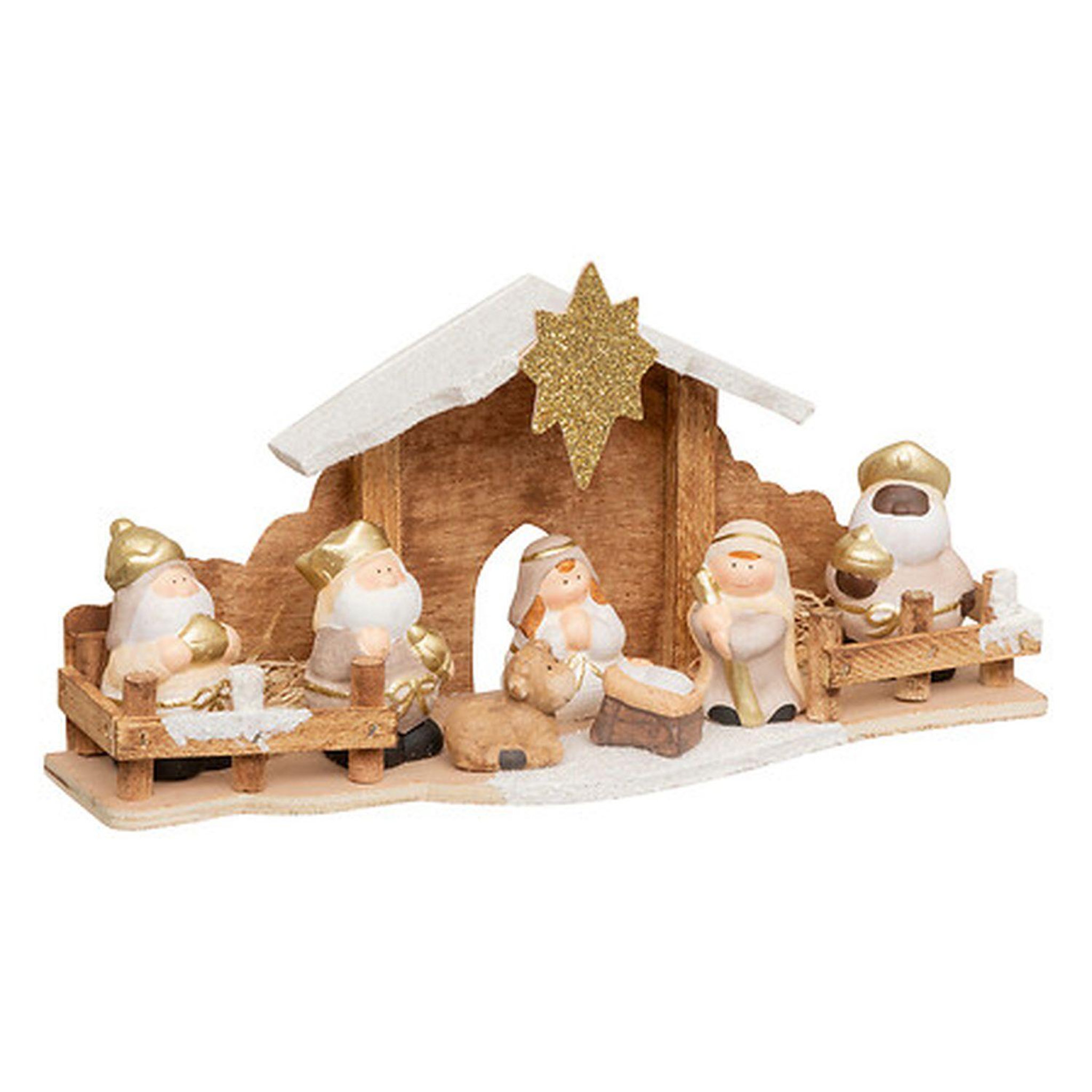 FEERIC LIGHT & CHRISTMAS Crèche de noël 7 santons en grès et bois