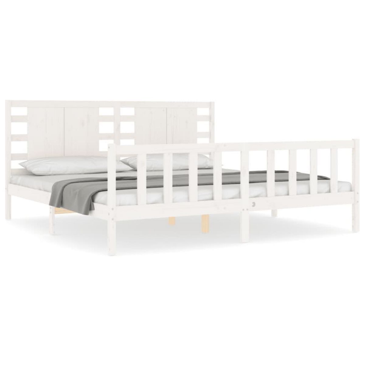 VIDAXL Cadre de lit sans matelas blanc 200x200 cm bois massif de pin