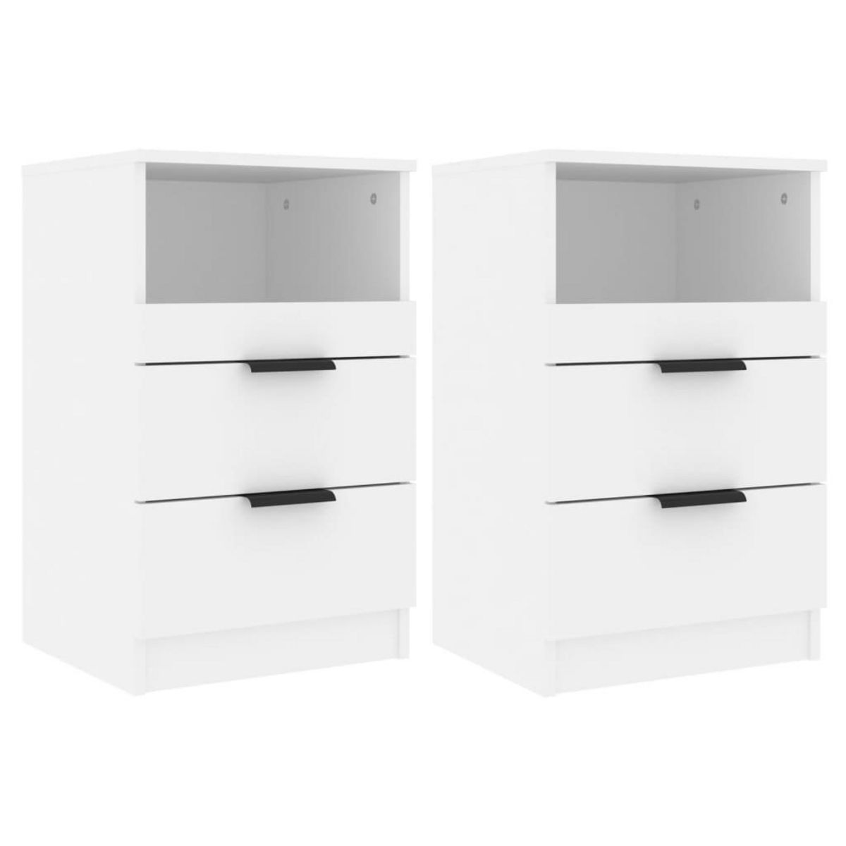 VIDAXL Tables de chevet 2 pcs Blanc Bois d'ingenierie