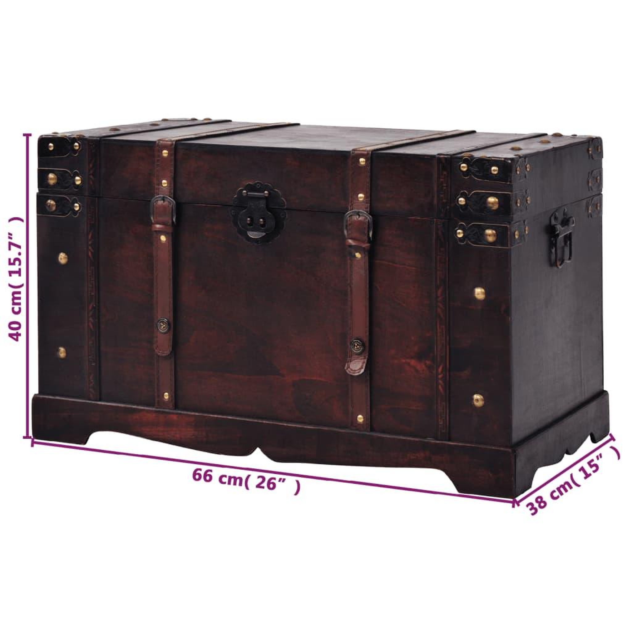 Voir la diapositive 6 : VIDAXL Coffre vintage de rangement bois 66 x 38 x 40 cm