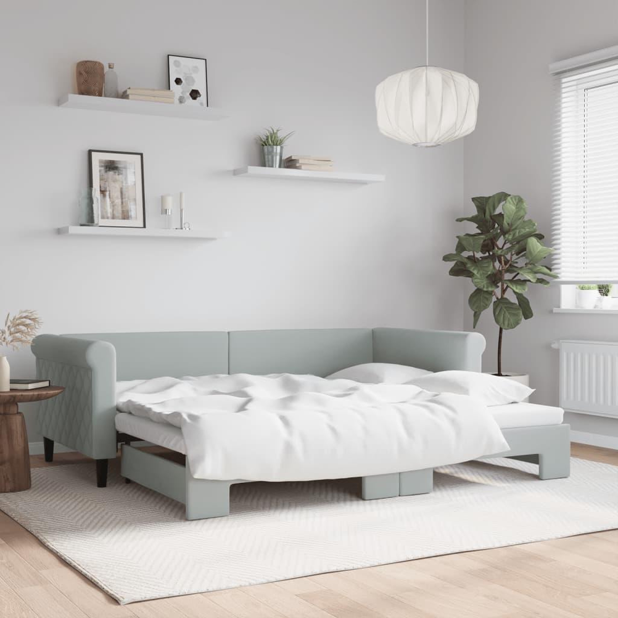 VIDAXL Lit de jour avec gigogne sans matelas gris clair 90x200 cm