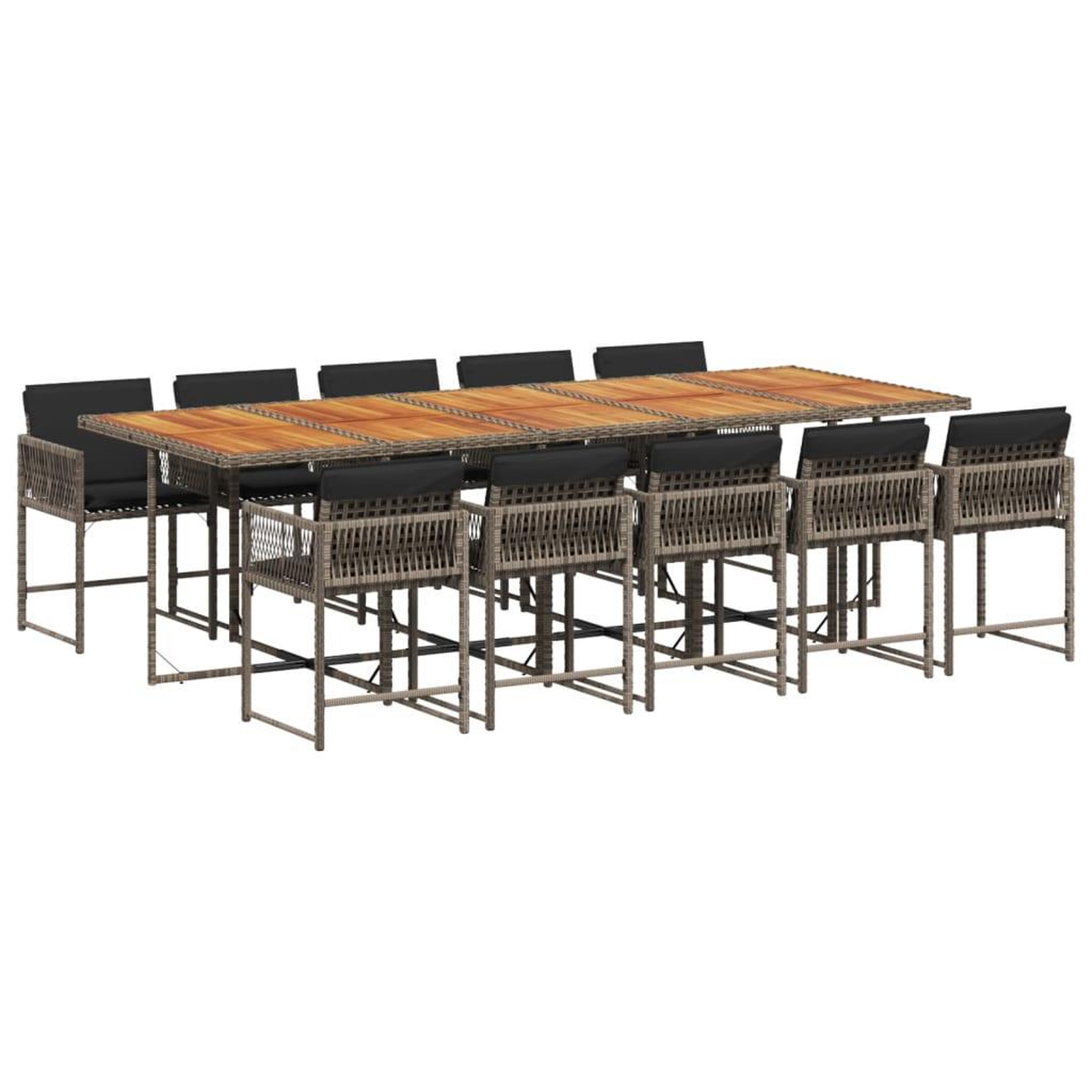 Voir la diapositive 2 : VIDAXL Ensemble a manger de jardin 11pcs avec coussins gris poly rotin