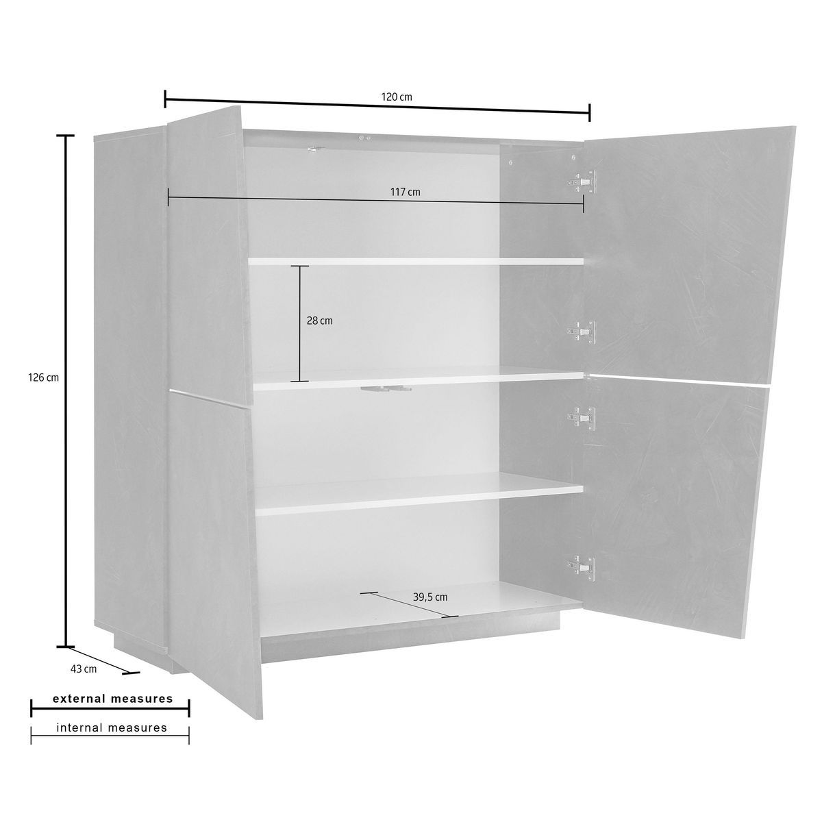 Argentier 4 portes L120cm VERONA