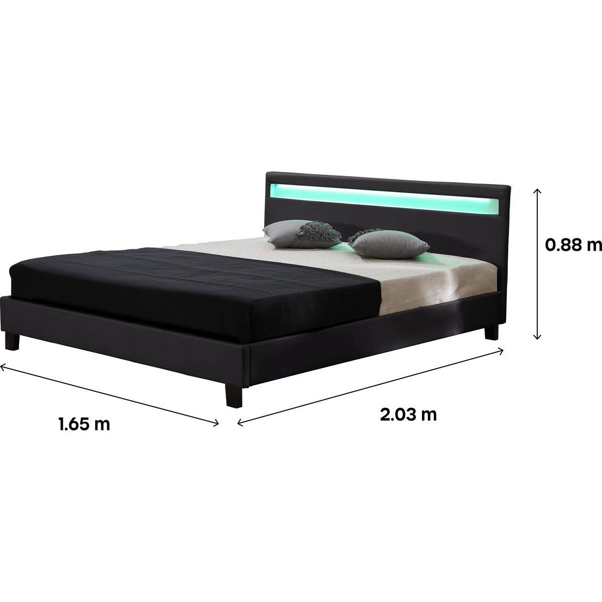 Habitat et Jardin Lit LED  Maria  - 140 x 190 cm - Noir