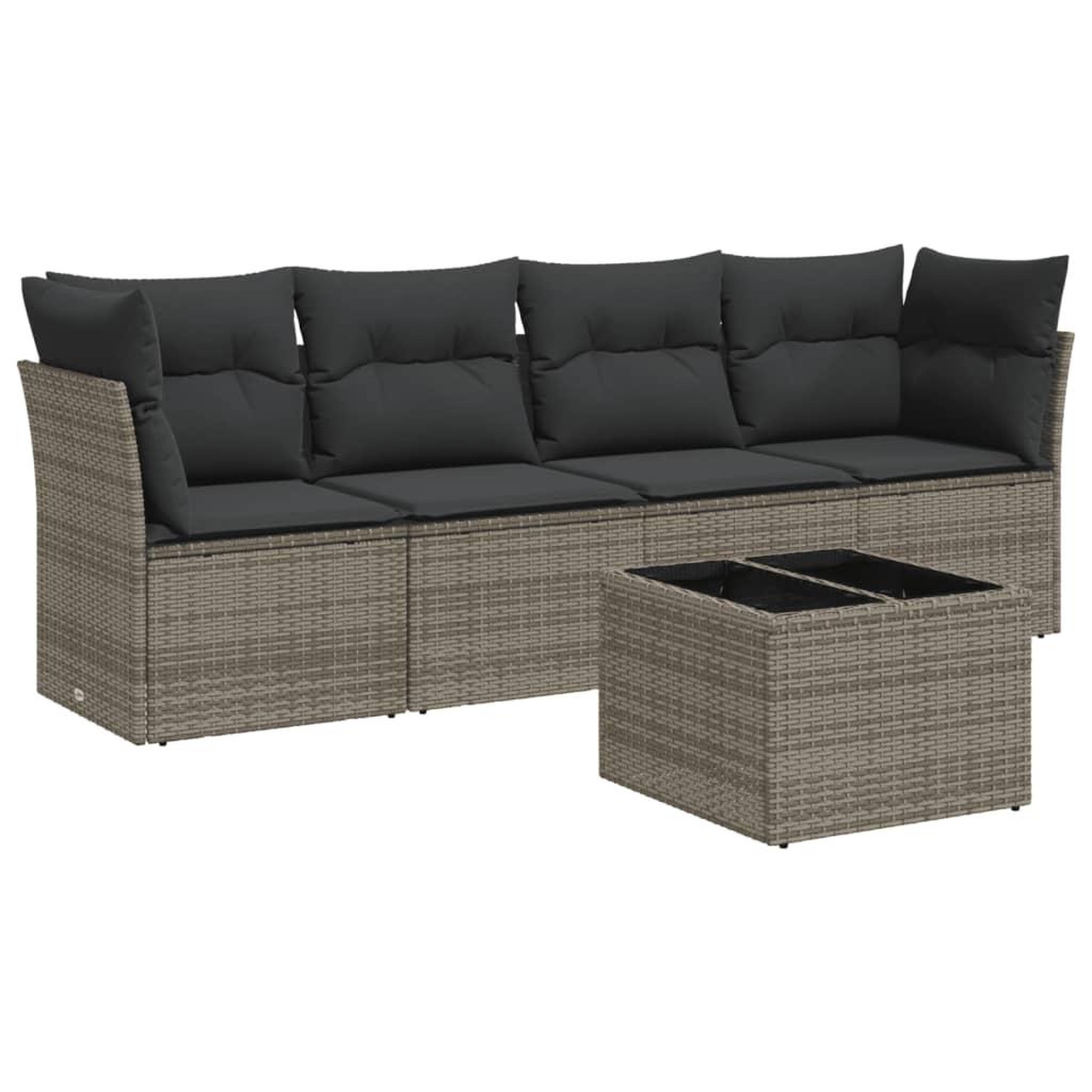 Voir la diapositive 2 : VIDAXL Salon de jardin 5 pcs avec coussins gris resine tressee