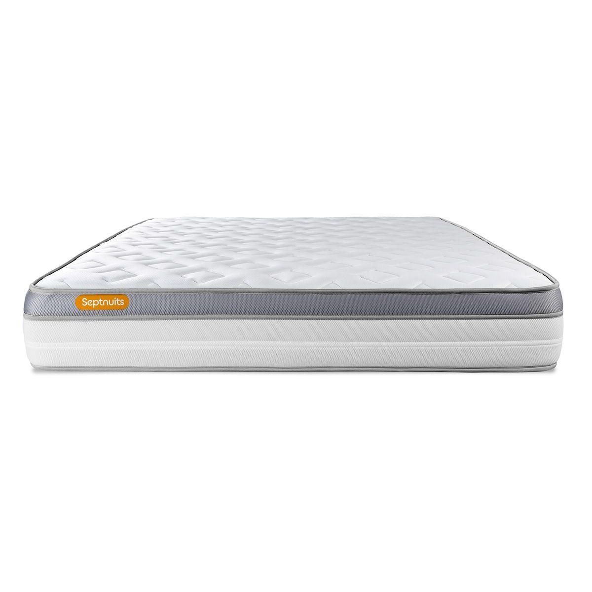SEPTNUITS Matelas + sommier gris Memo Zen Mousse à mémoire de forme 5 zones de confort MAXI épaisseur