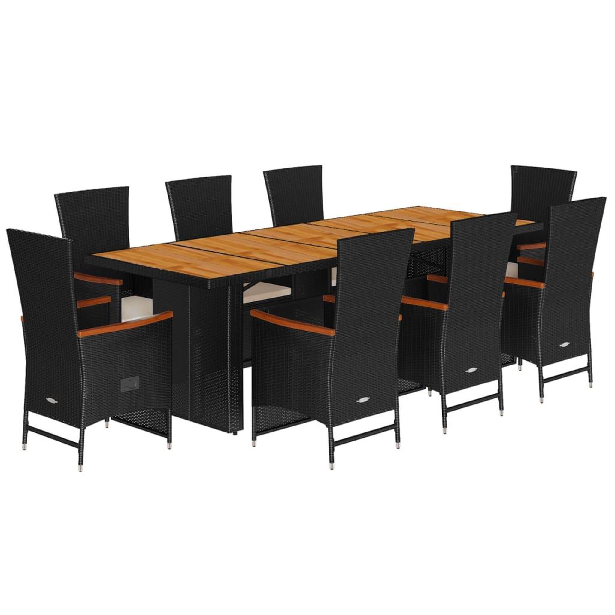 Voir la diapositive 2 : VIDAXL Ensemble a manger de jardin 9pcs coussins noir resine tressee