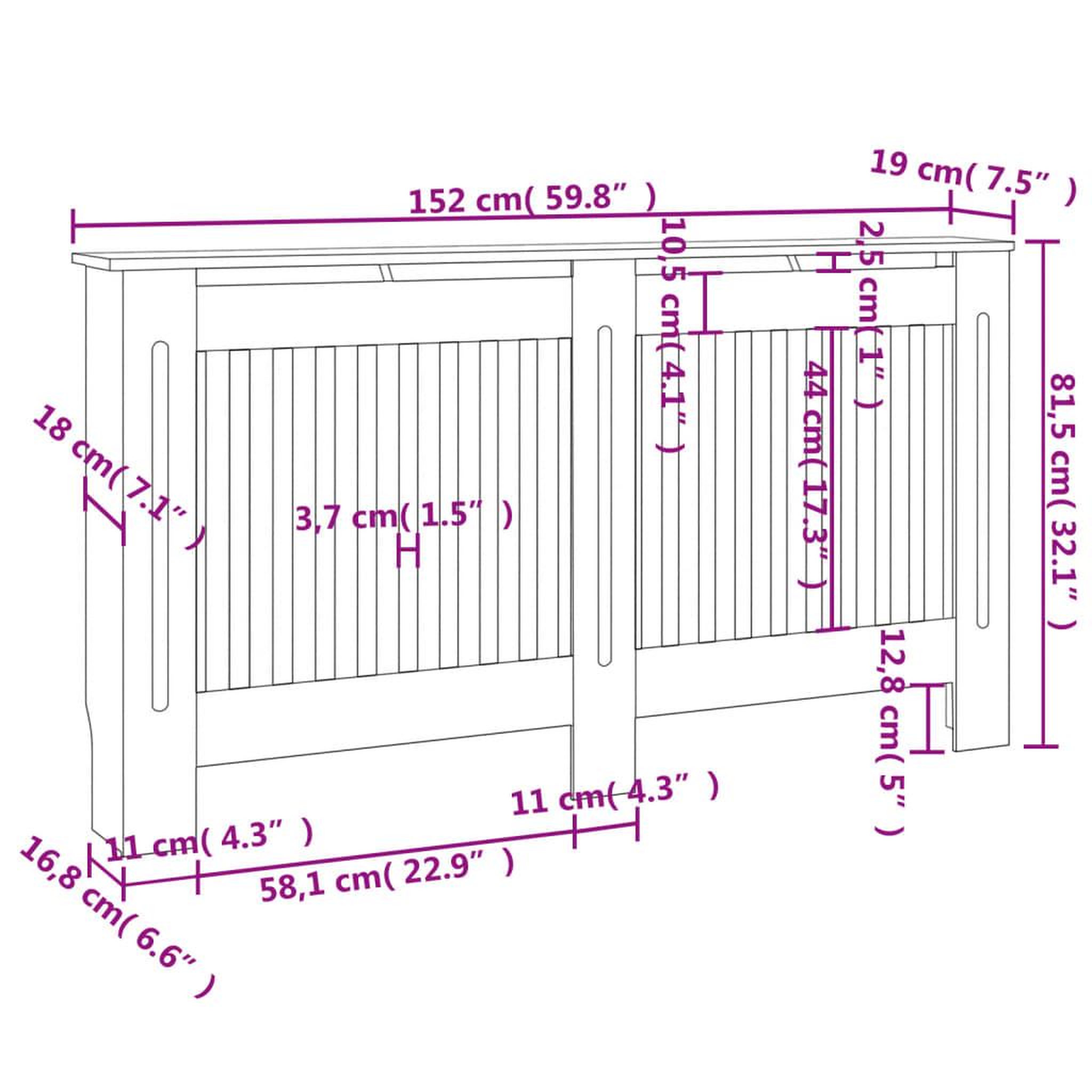 Voir la diapositive 4 : VIDAXL Cache-radiateurs 2 pcs blanc MDF 152 cm