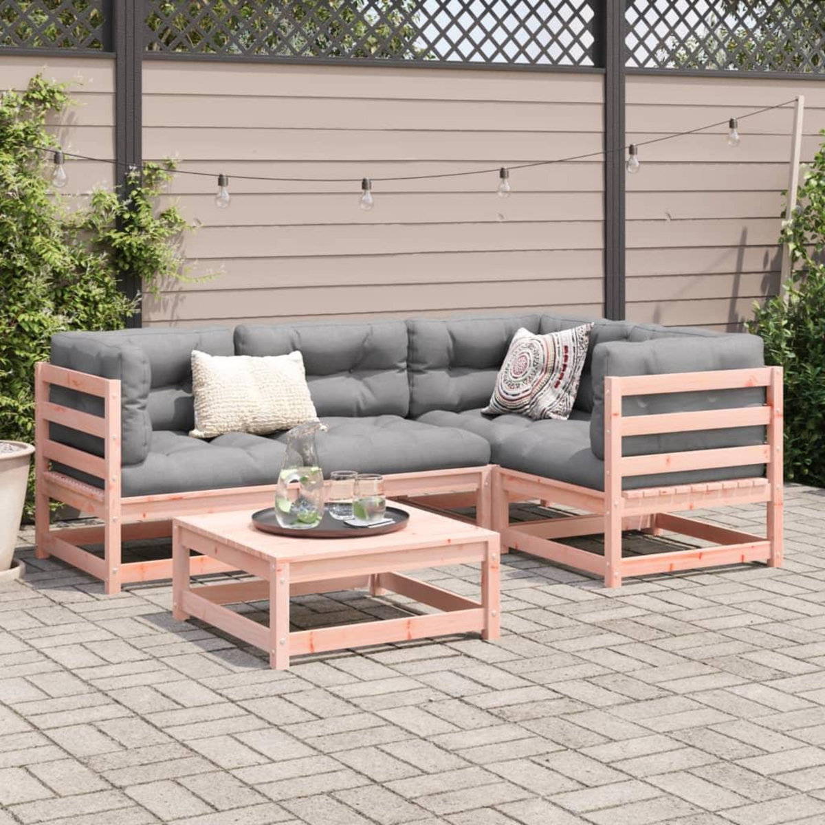 VIDAXL Salon de jardin 5 pcs et coussins bois massif sapin de douglas