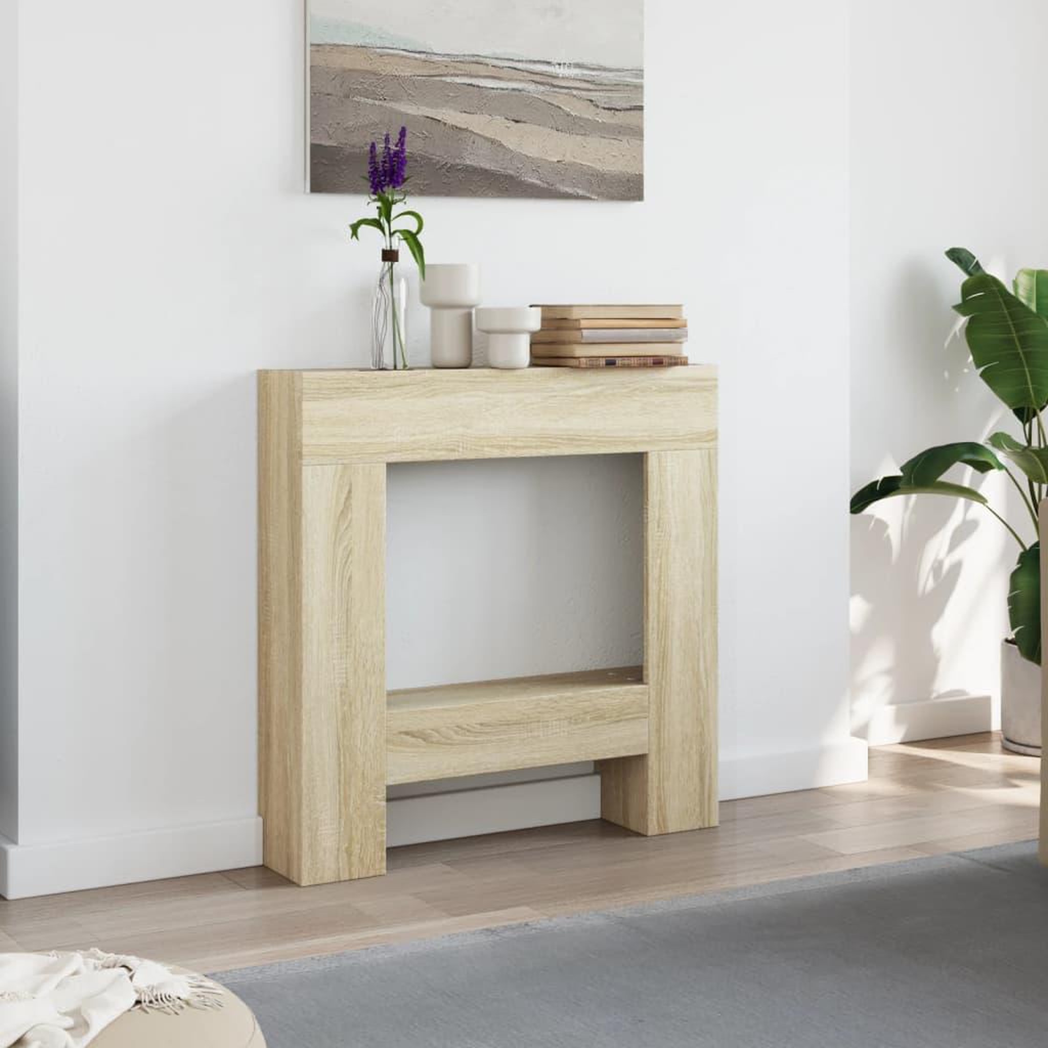 Voir la diapositive 3 : VIDAXL Cadre de cheminee chene sonoma 81x18x82 cm bois d'ingenierie