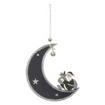 FEERIC LIGHT & CHRISTMAS Sujet de Noël Lune  Bois  12cm Gris Bleu