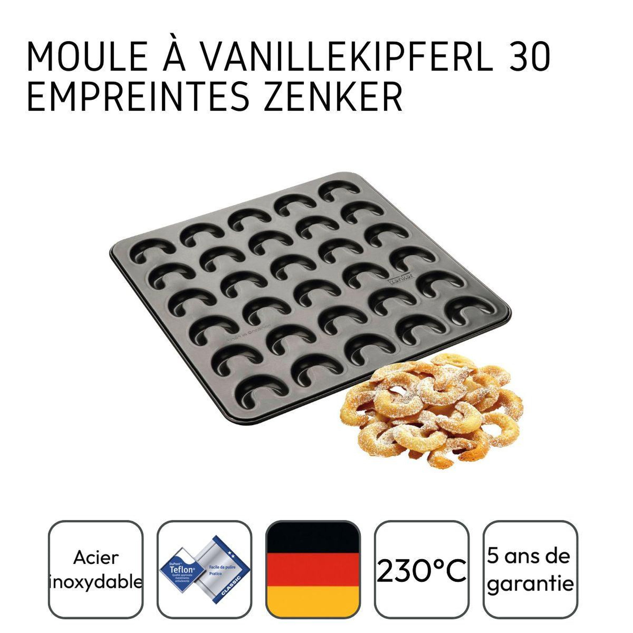Voir la diapositive 4 : ZENKER Plaque pour 30 croissants à la vanille 31 x 32 cm zenker special creative