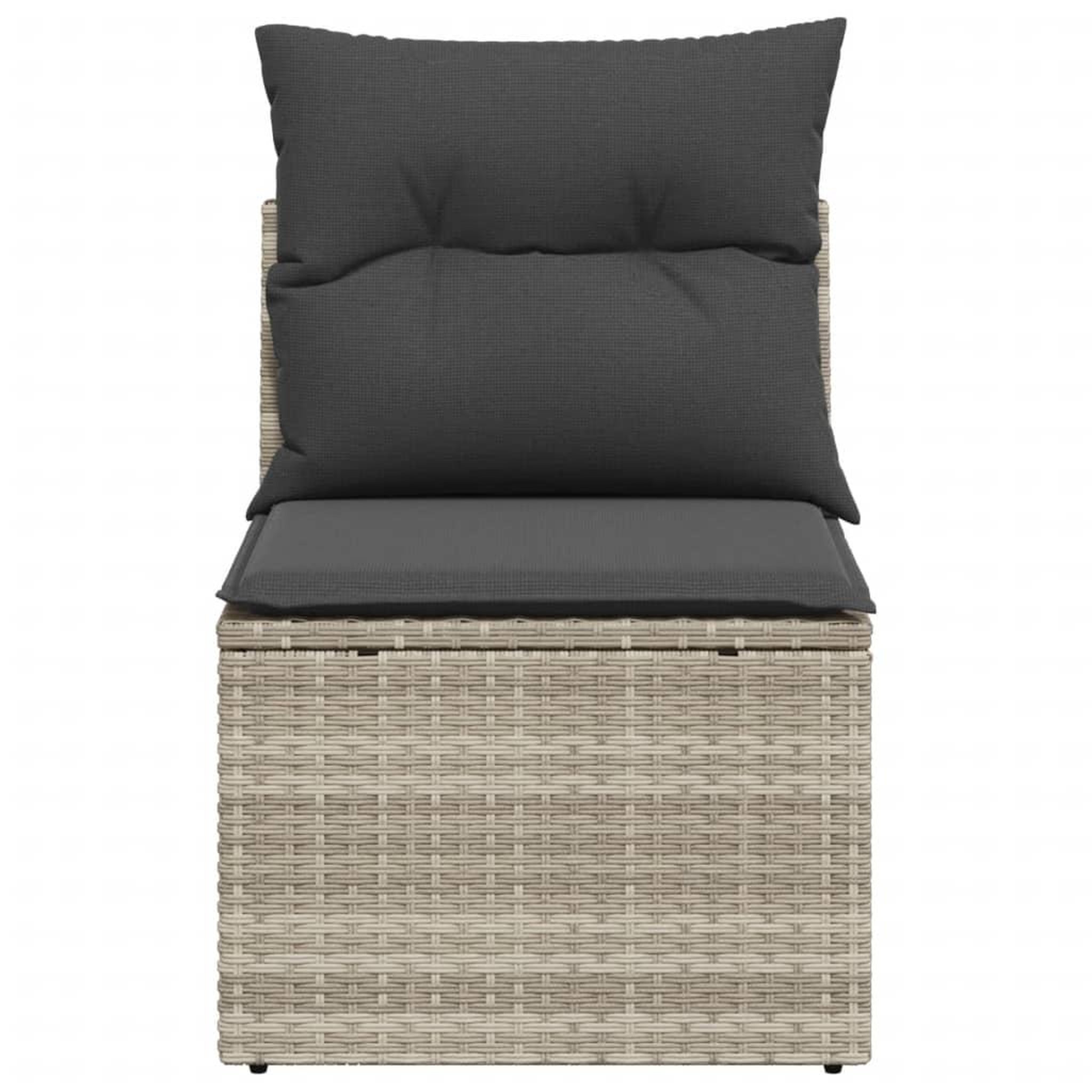 Voir la diapositive 4 : VIDAXL Canape de jardin sans accoudoirs coussins gris clair poly rotin