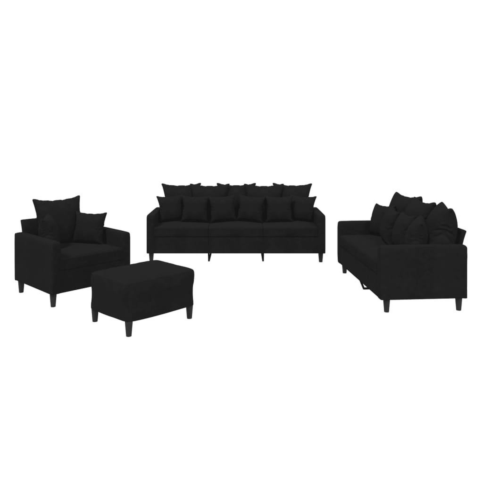 Voir la diapositive 2 : VIDAXL Ensemble de canapes 4 pcs avec coussins Noir Velours