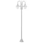 VIDAXL Lampadaire de jardin E27 220 cm Aluminium 3 lanternes Blanc