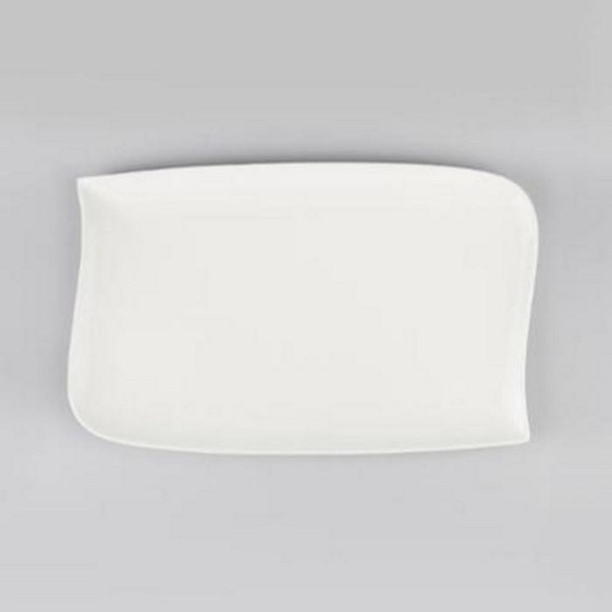 SECRET DE GOURMET Lot de 6 Assiettes Plates Rectangulaires  Vague  28cm Blanc