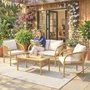 Voir la diapositive 2 : OUTSUNNY Salon de jardin colonial 4 places kaki beige