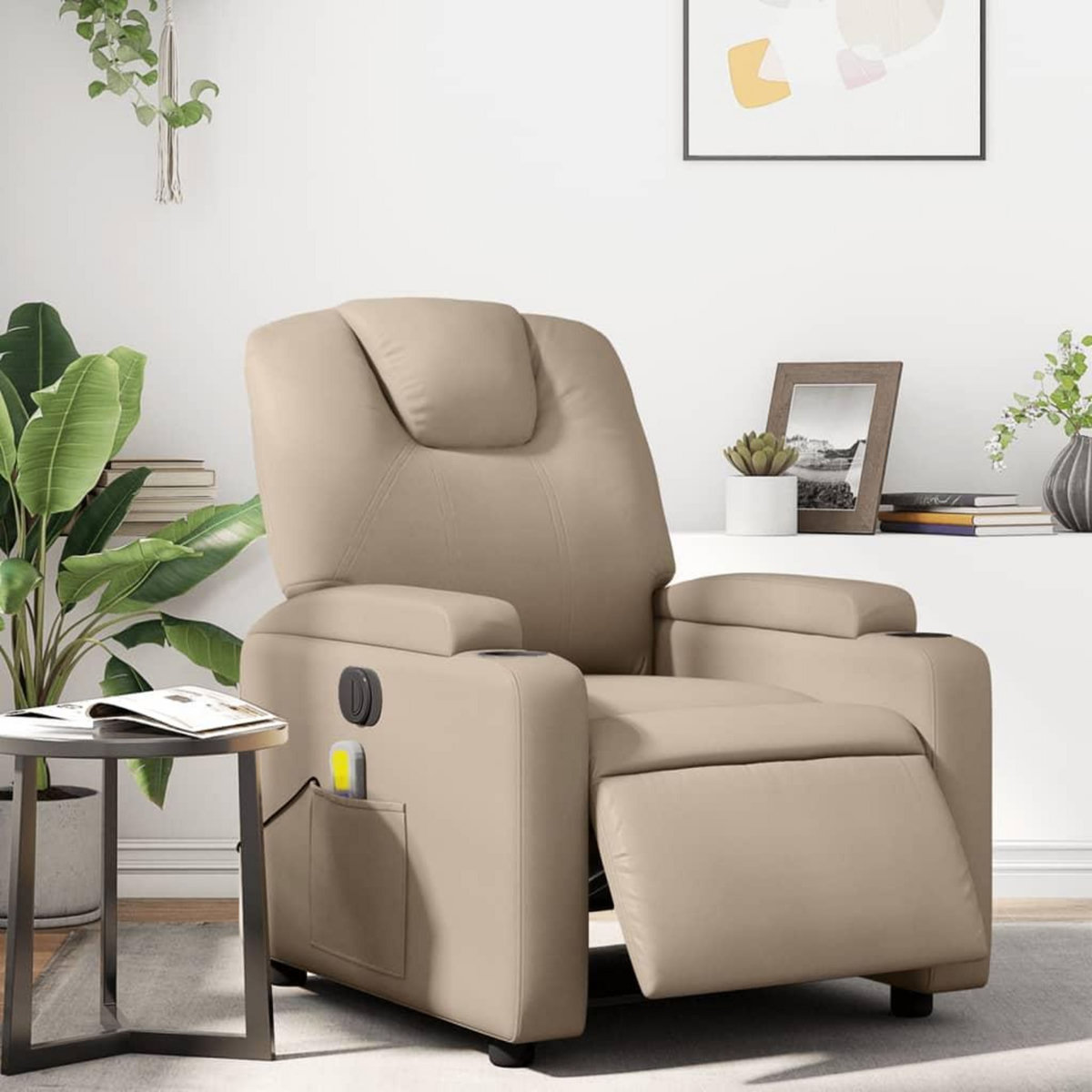 VIDAXL Fauteuil de massage inclinable electrique cappuccino similicuir
