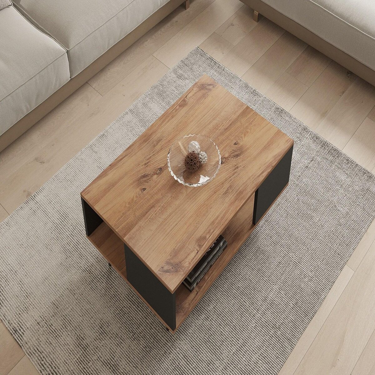 Habitat et Jardin Table basse en bois  Yuka  - 90 x 60 x 39 cm - Noyer, Noir