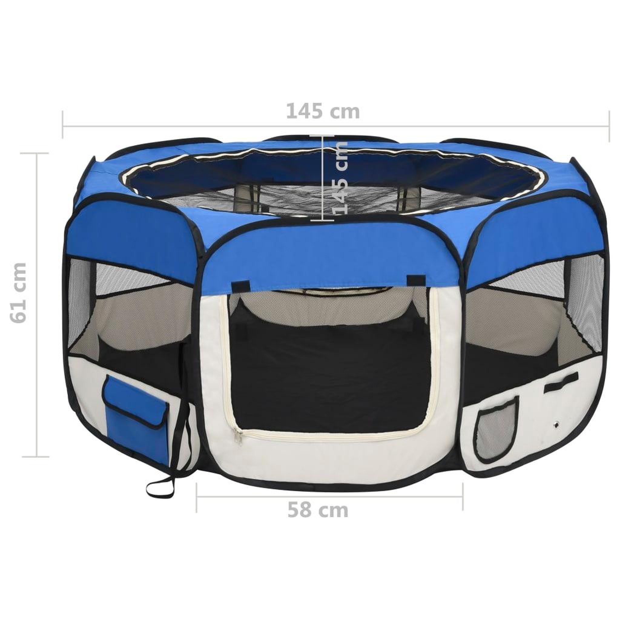 Voir la diapositive 6 : VIDAXL Parc pliable pour chien avec sac de transport Bleu 145x145x61cm