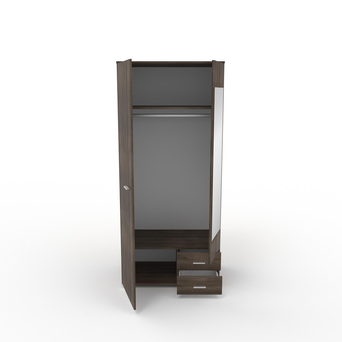 Armoire 2 portes 1 miroir 2 tiroirs L90cm FLAVIE
