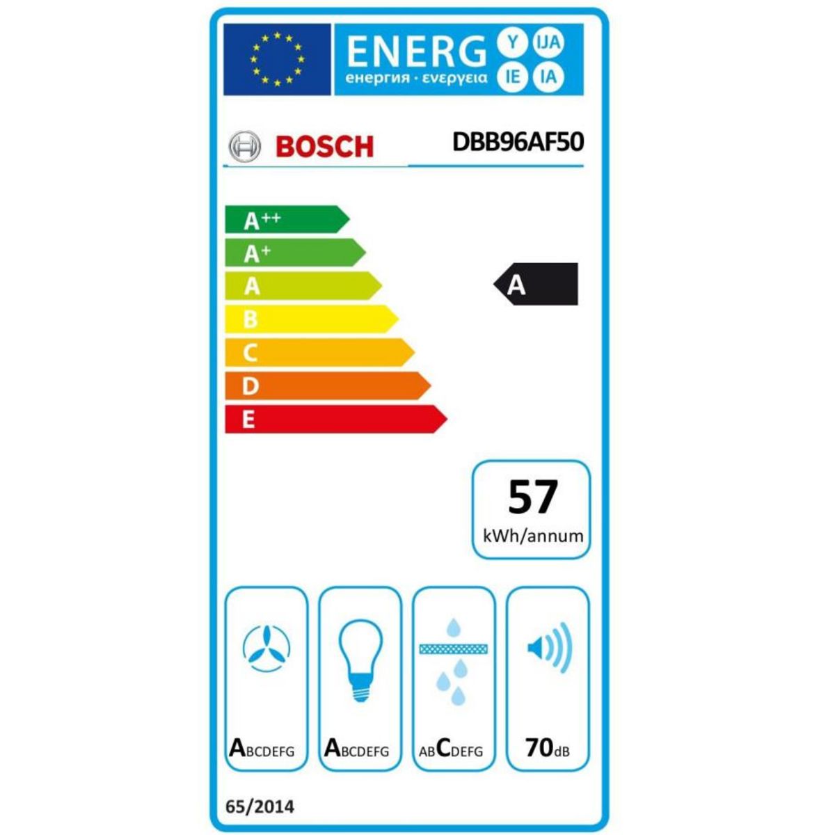 BOSCH Hotte décorative 90cm 70db 620m3/h inox - dbb96af50