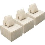 Habitat et Jardin Lot de 3 chauffeuses pour canapé modulables en tissu texturé  Velluto  - Beige