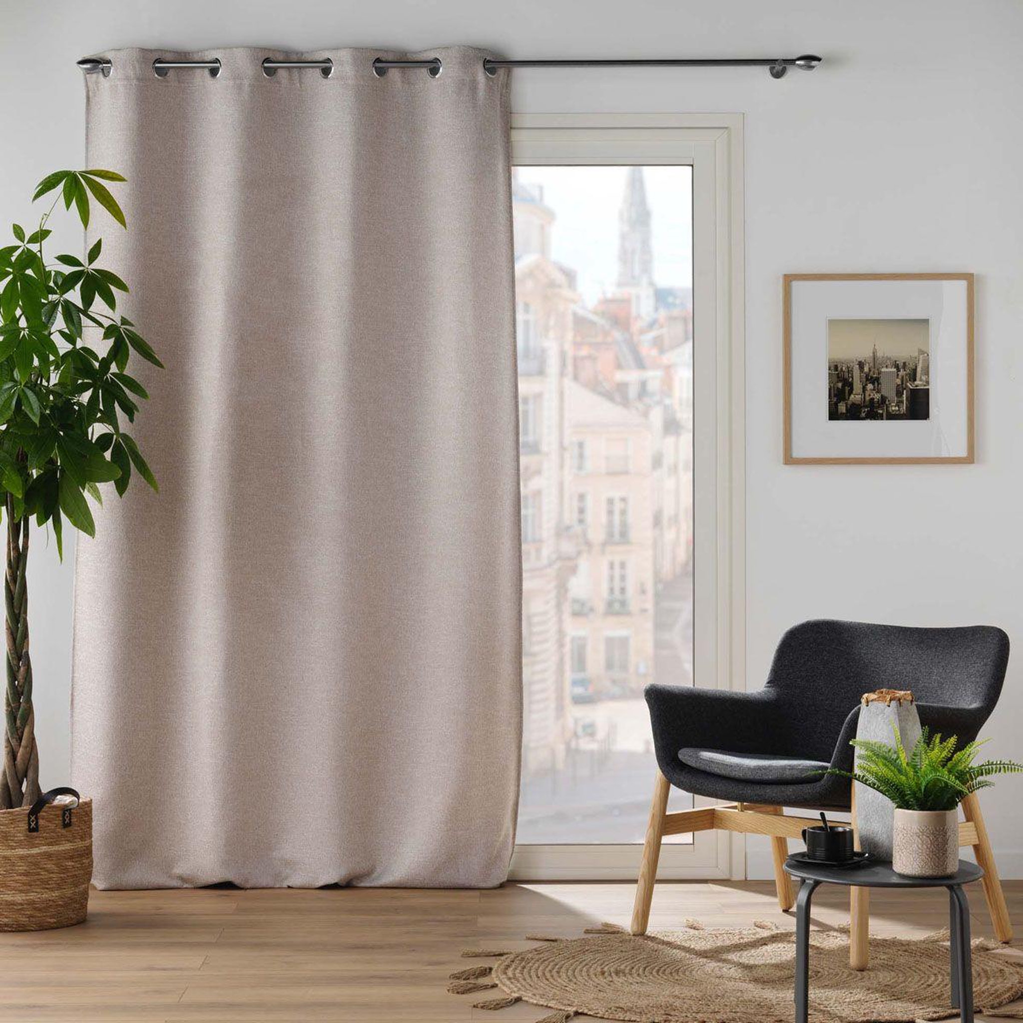 Voir la diapositive 5 : Douceur d'Intérieur Rideau occultant jacquard  dusky  140x240cm lin