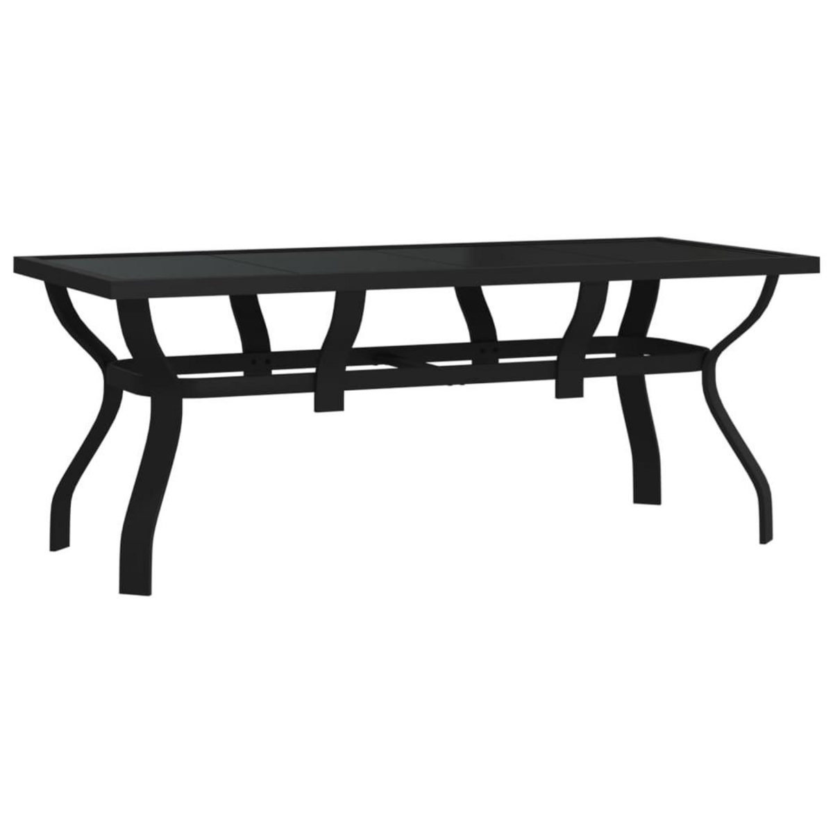 VIDAXL Table de jardin Noir 180x80x70 cm Acier et verre
