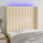 Voir la diapositive 1 : VIDAXL Tete de lit a LED Creme 103x16x118/128 cm Tissu