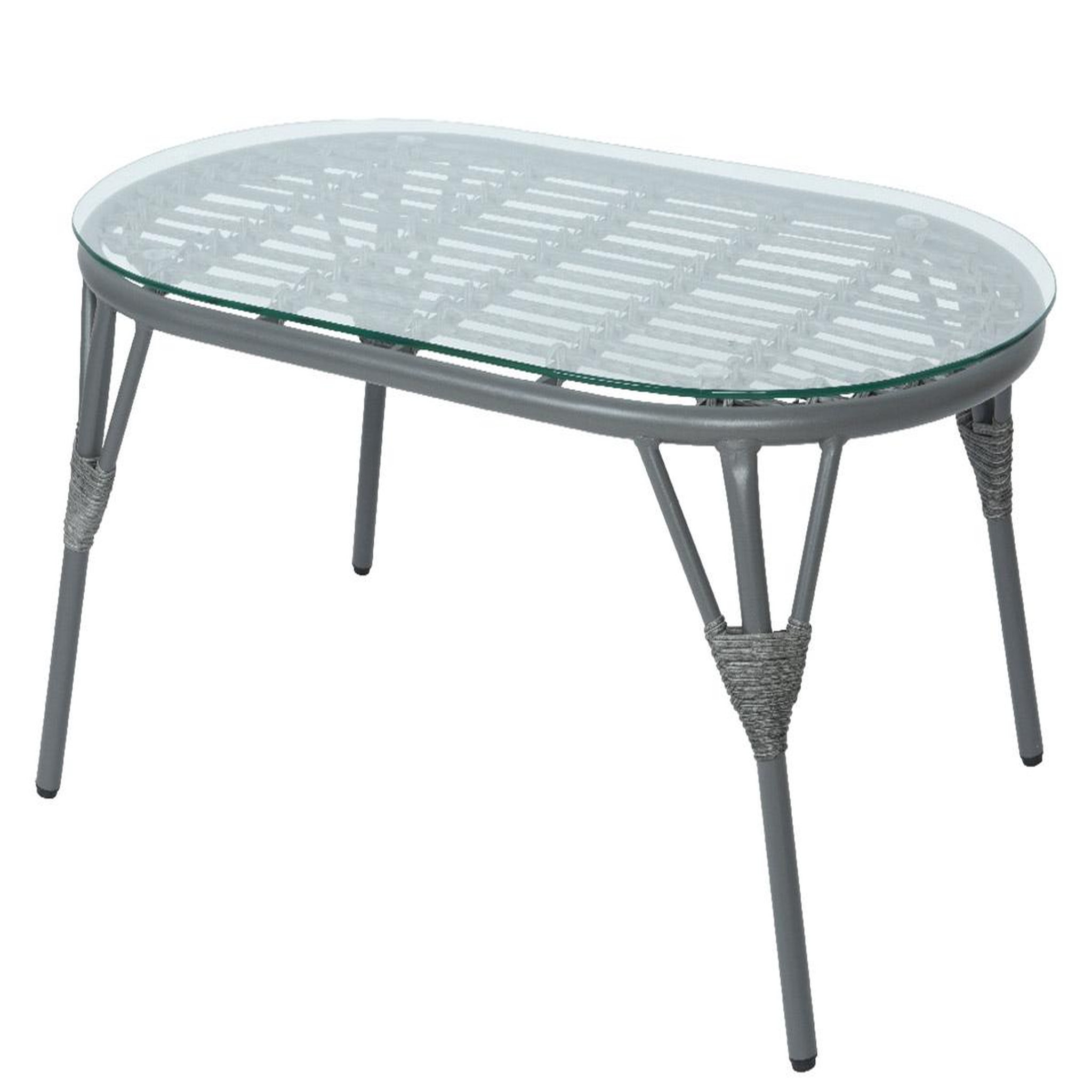 Voir la diapositive 4 : JARDIDECO Salon de jardin en résine tressée gris evora avec table basse - 4 places