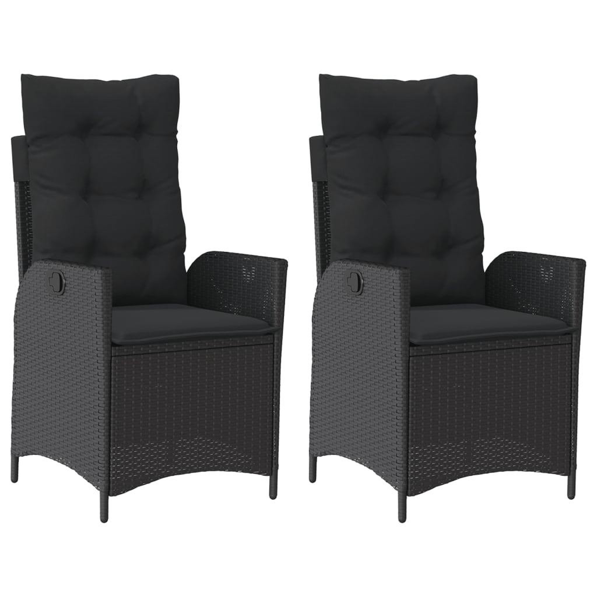 Voir la diapositive 2 : VIDAXL Chaises inclinables de jardin lot de 2 et coussins noir rotin