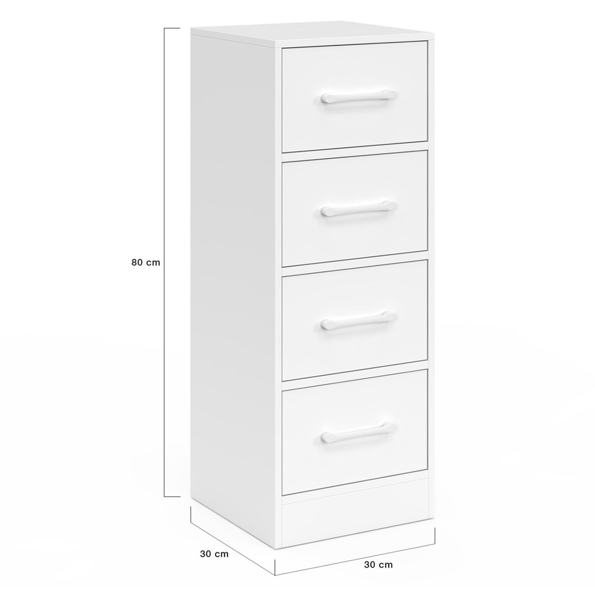 Voir la diapositive 5 : ID MARKET Meuble d'appoint 4 tiroirs uppah 30x30x80 cm chiffonnier pour entrée salle de bain bois blanc