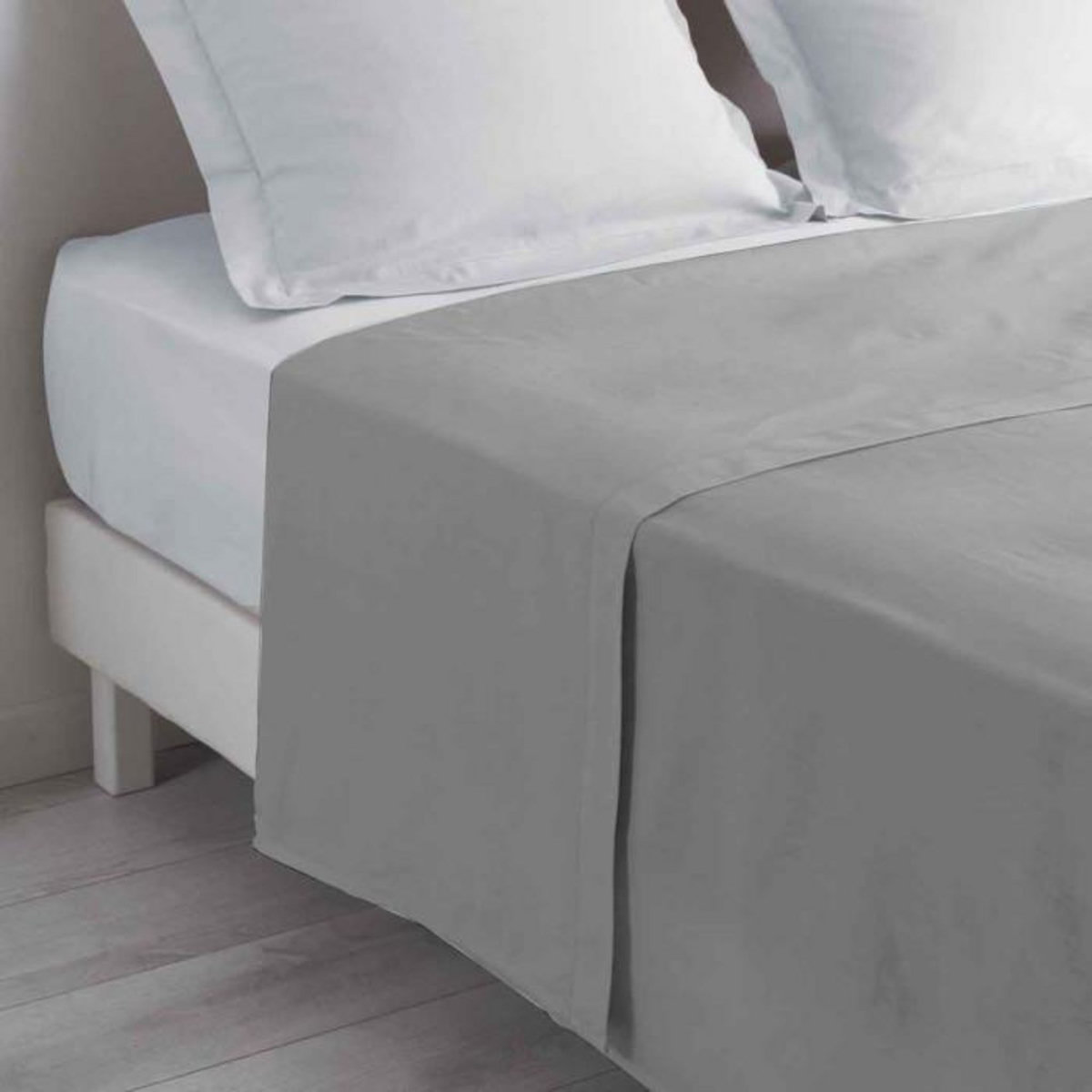 Paris Prix Drap Plat en Coton  Biolina  180x290cm Gris