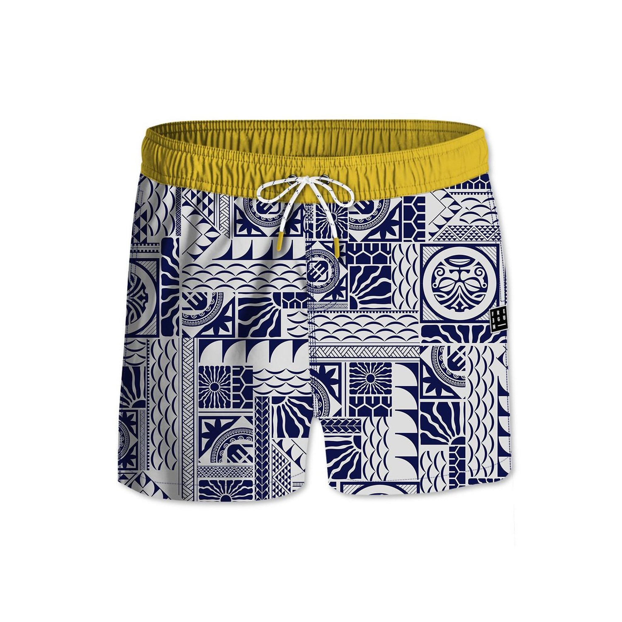 FREEGUN Short de bain court homme avec doublure Tiki. Coloris disponibles : Bleu