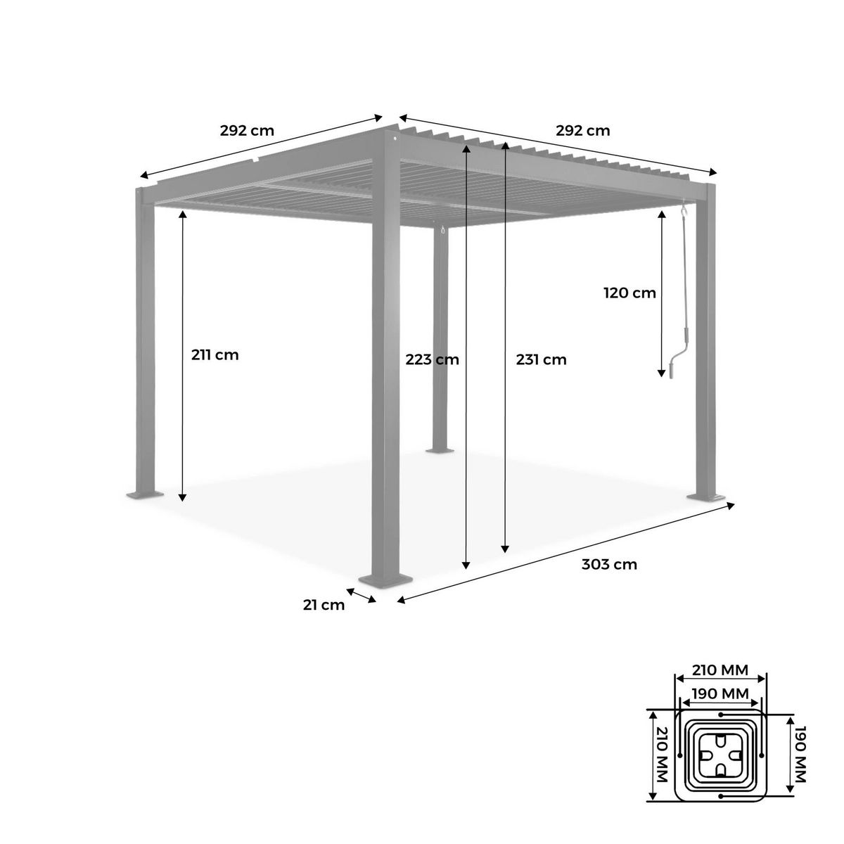 SWEEEK Pergola bioclimatique aluminium et acier lames orientables 3x3m Palace
