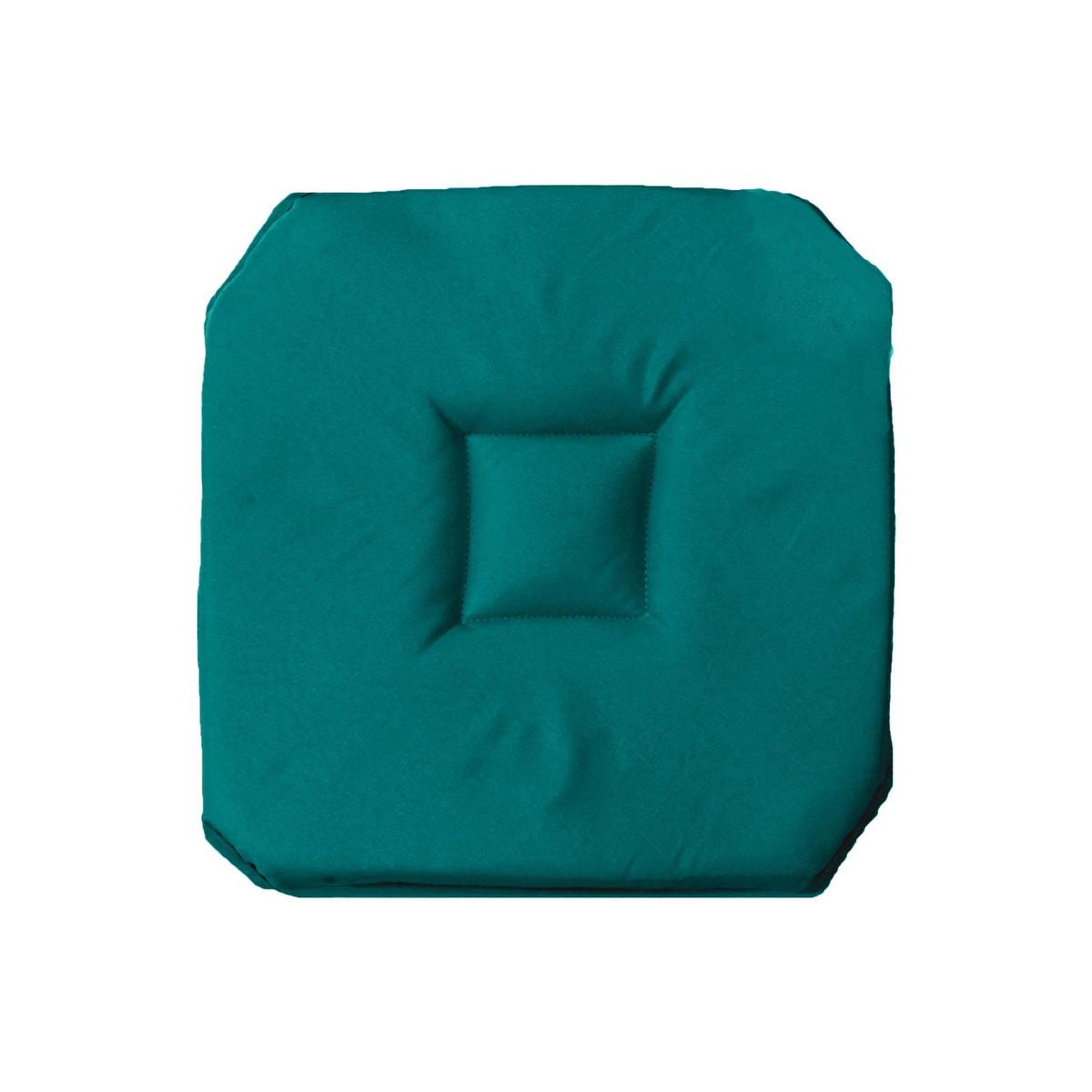 Voir la diapositive 2 : Douceur d'Intérieur Galette de chaise  essentiel  40x40cm bleu paon