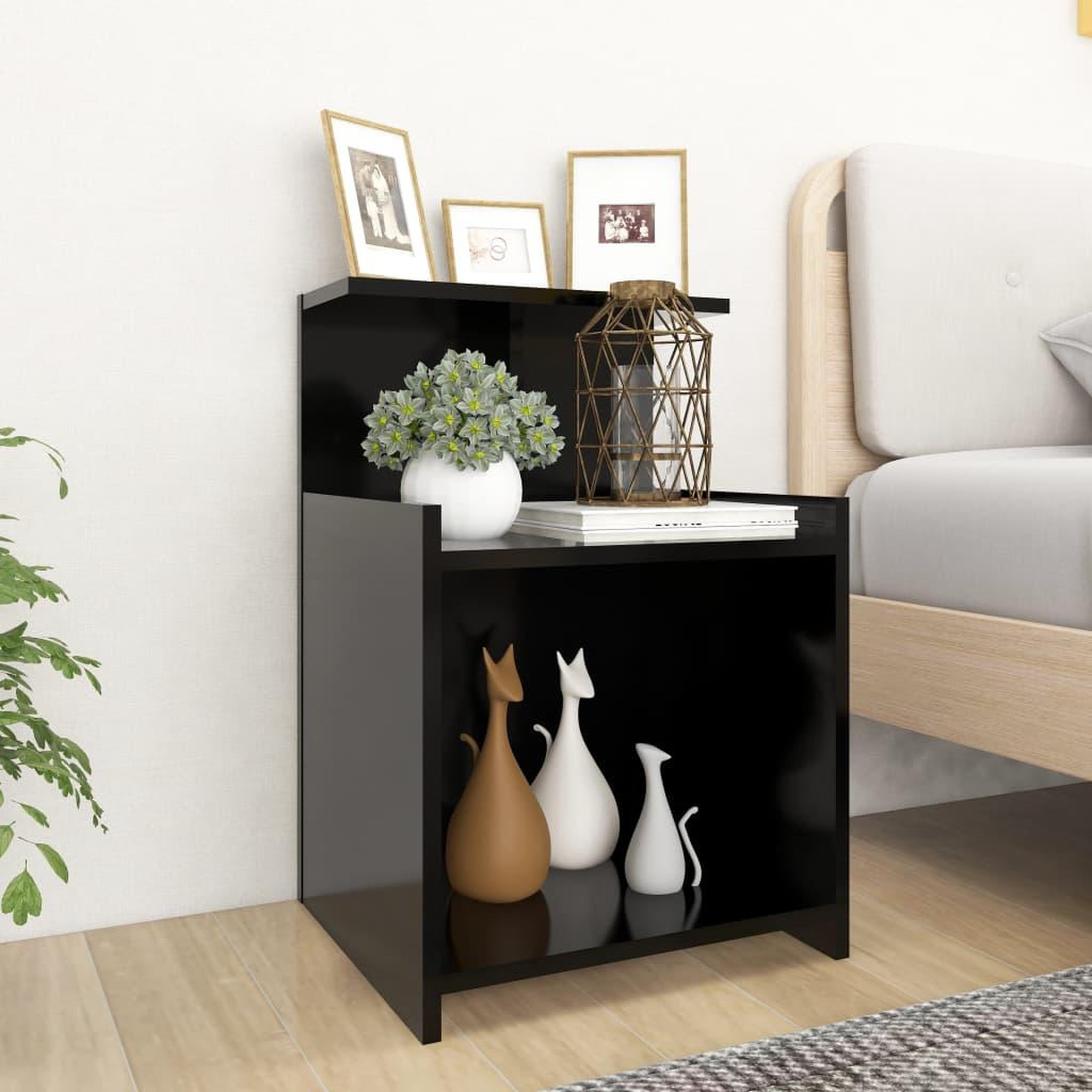 Voir la diapositive 1 : VIDAXL Table de chevet Noir 40x35x60 cm Agglomere