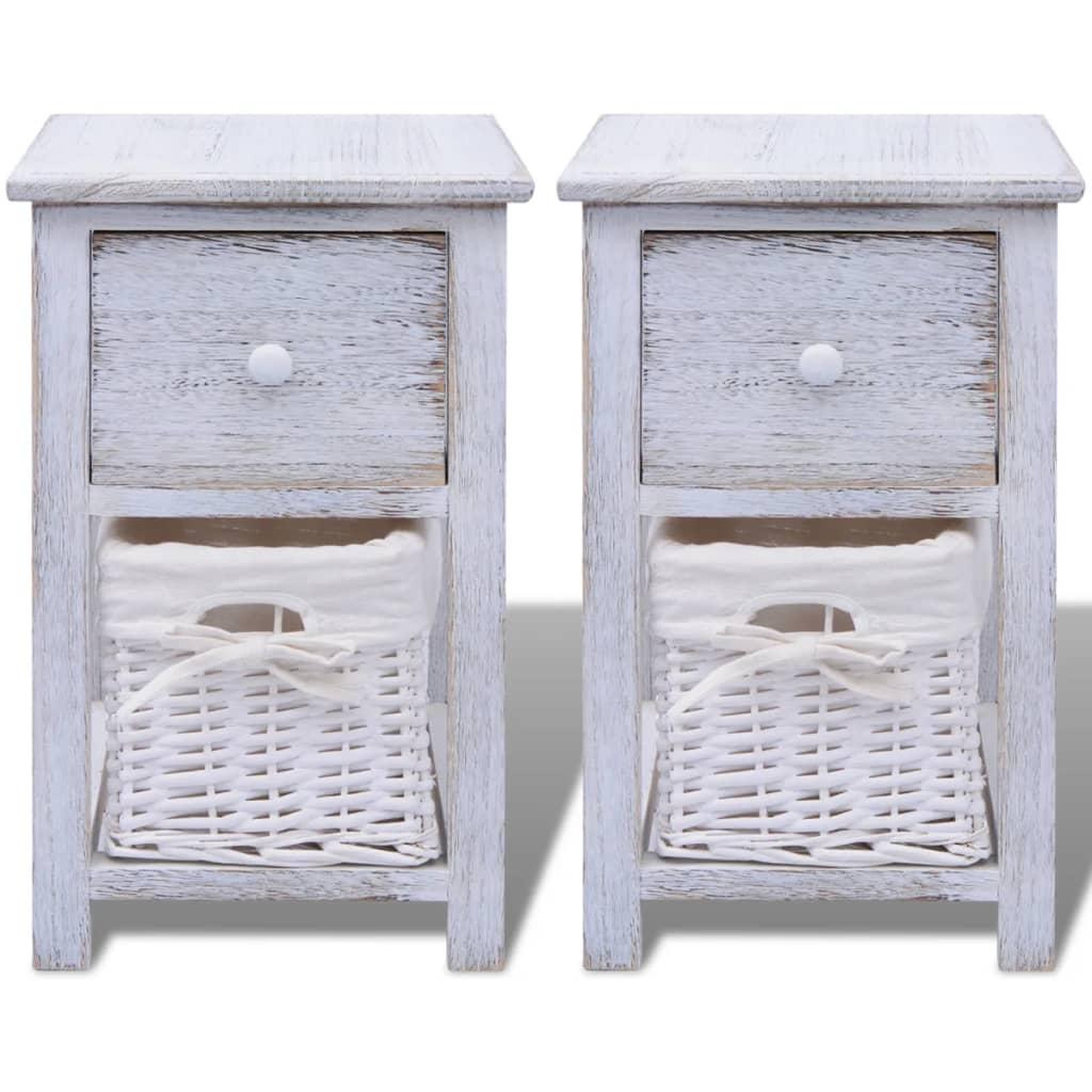 Voir la diapositive 3 : VIDAXL Table de chevet 2 pcs Bois Blanc