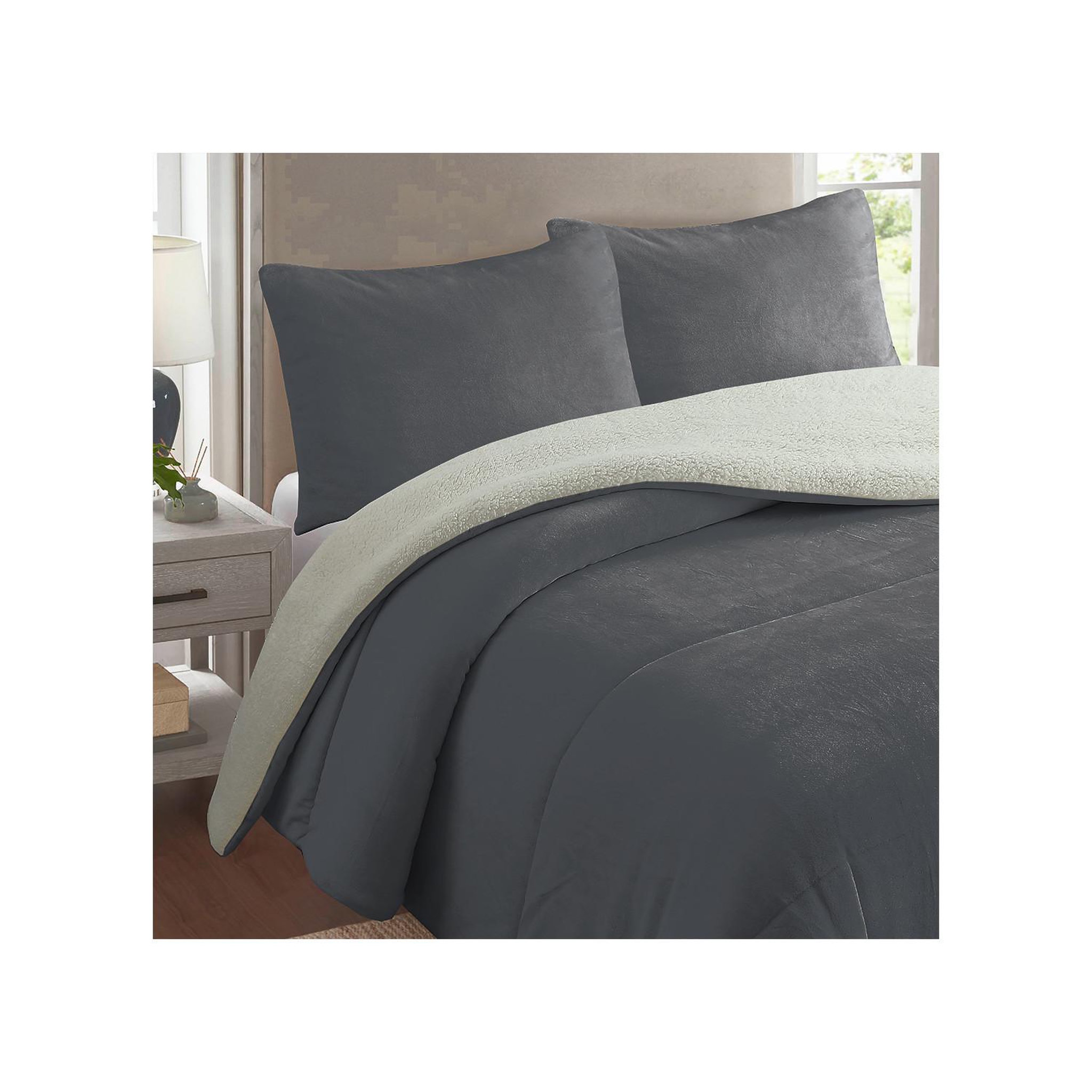 Voir la diapositive 1 : SOLEIL D'OCRE Couette polaire microfibre doublé sherpa bicolore, par soleil d'ocre