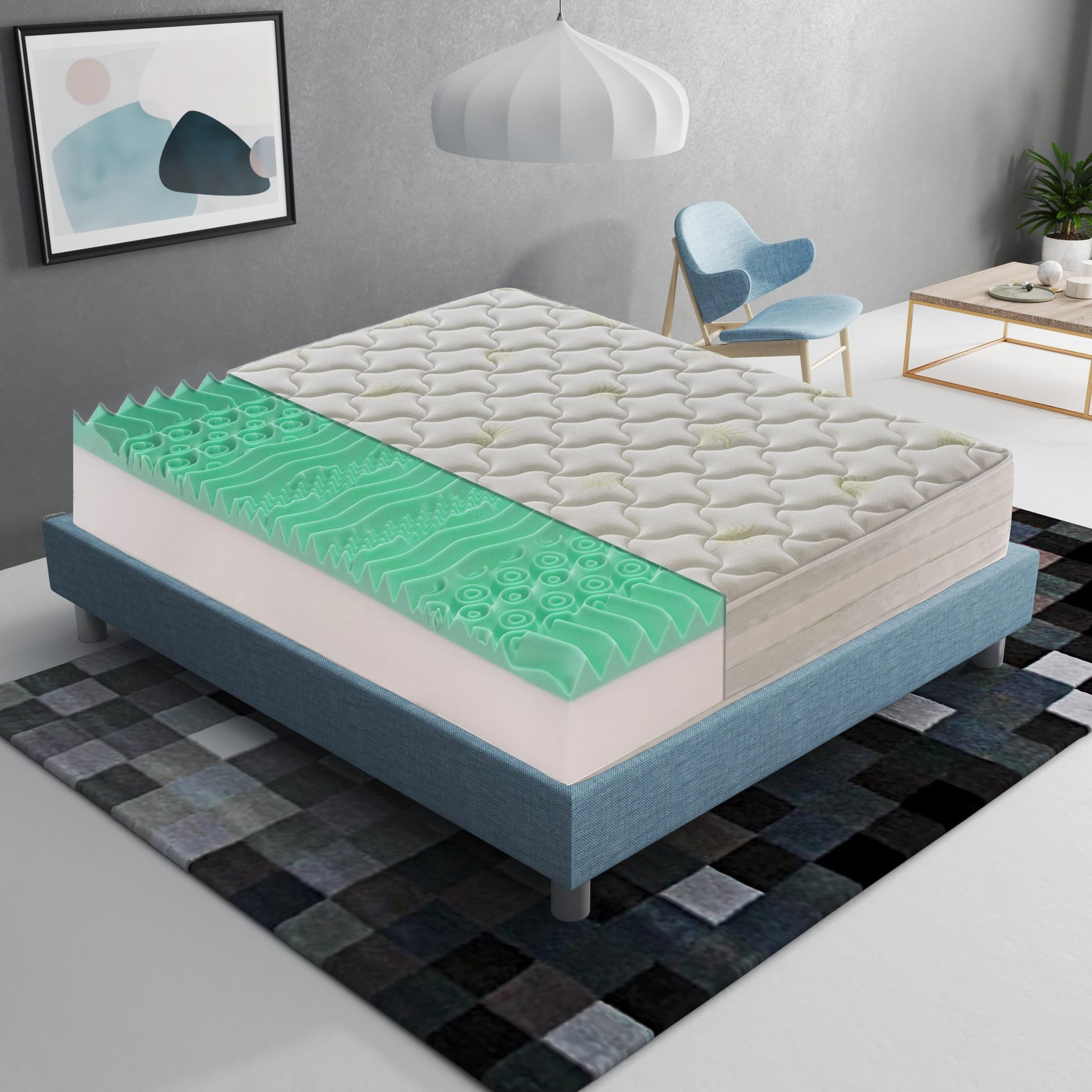 Voir la diapositive 5 : ILOVESLEEP Matelas Mousse ROMA - Accueil Mémoire De Forme - Epaisseur 25 Cm