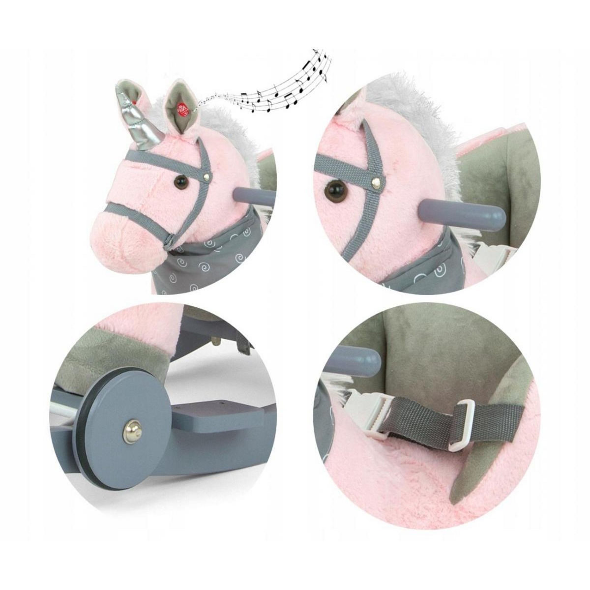 MILLY MALLY Porteur Cheval Polly Rose - Jouet Équestre en Peluche pour Enfants