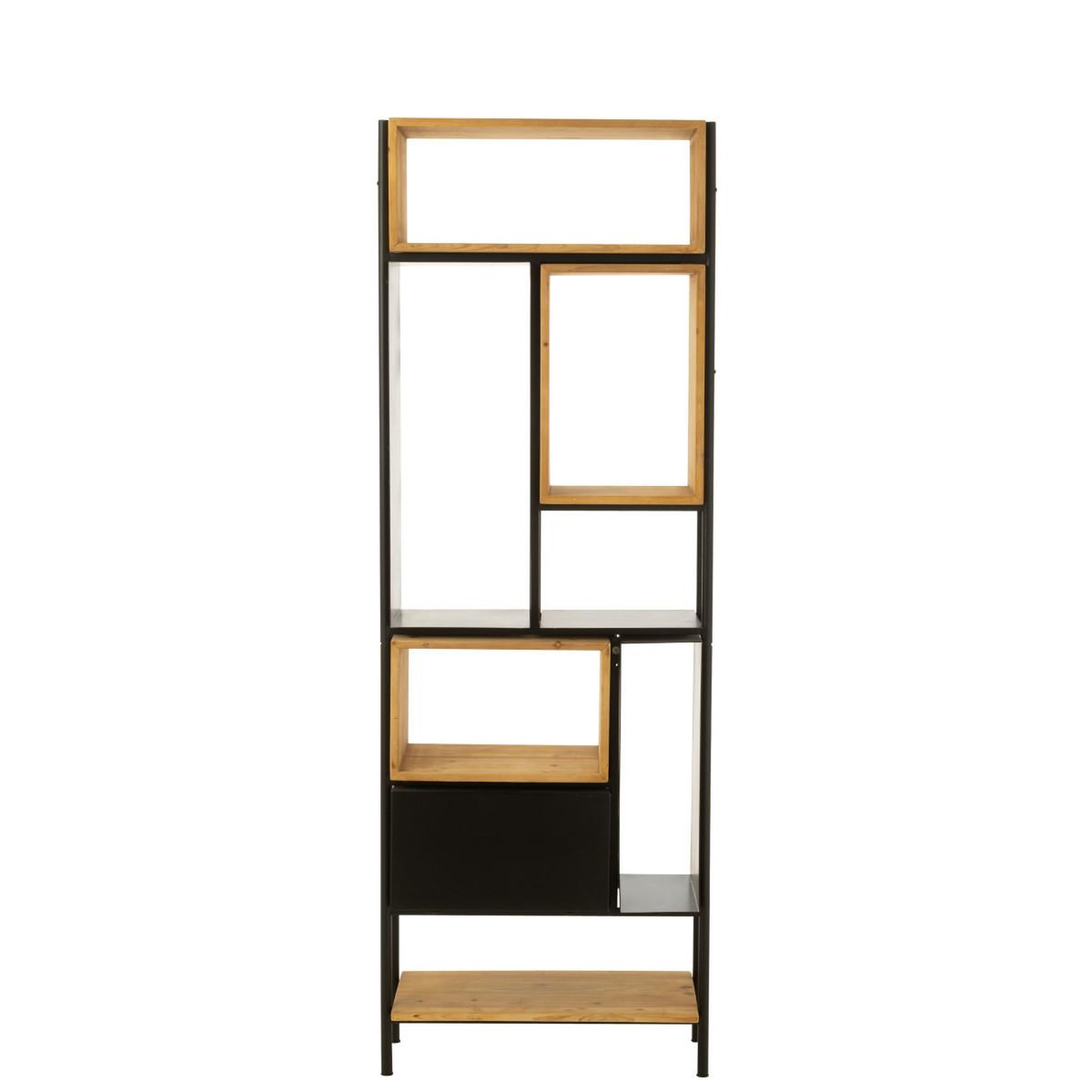 Voir la diapositive 4 : J-LINE Étagère en Bois  Tina  65cm Noir & Naturel